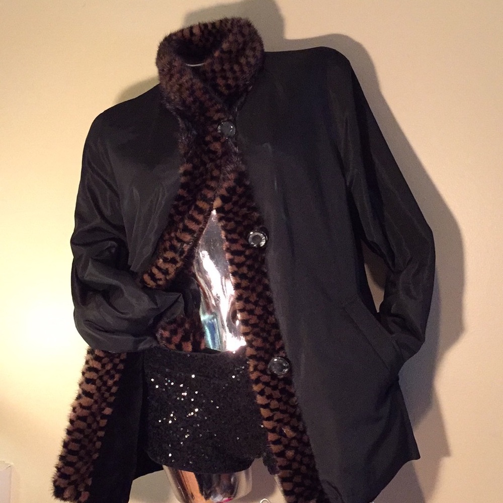 Genuine Reversible Mink Car Coat Sz 14 - Picture 5 of 6